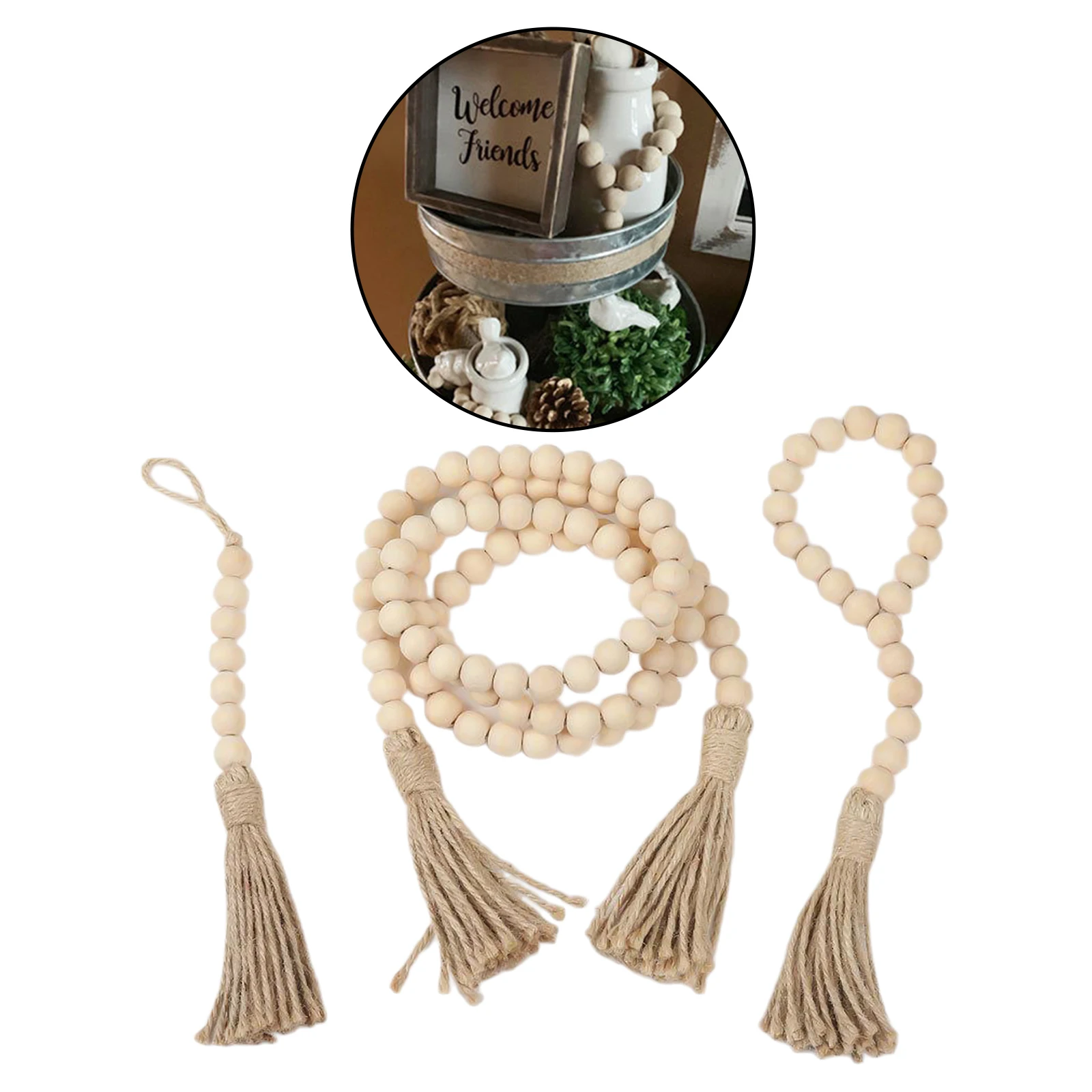 

Nordic Wooden Beads String Tassels Pendant Wall Hanging Wedding Decoration