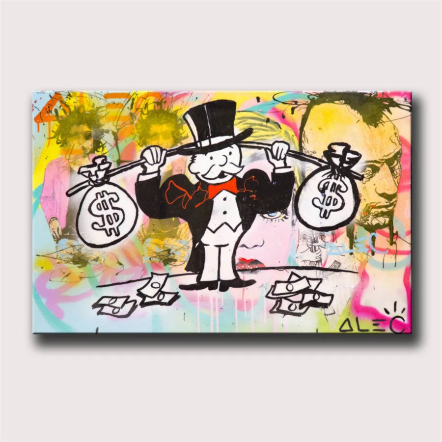 Alec монопольные деньги вес подъемник HD настенное искусство холст живопись