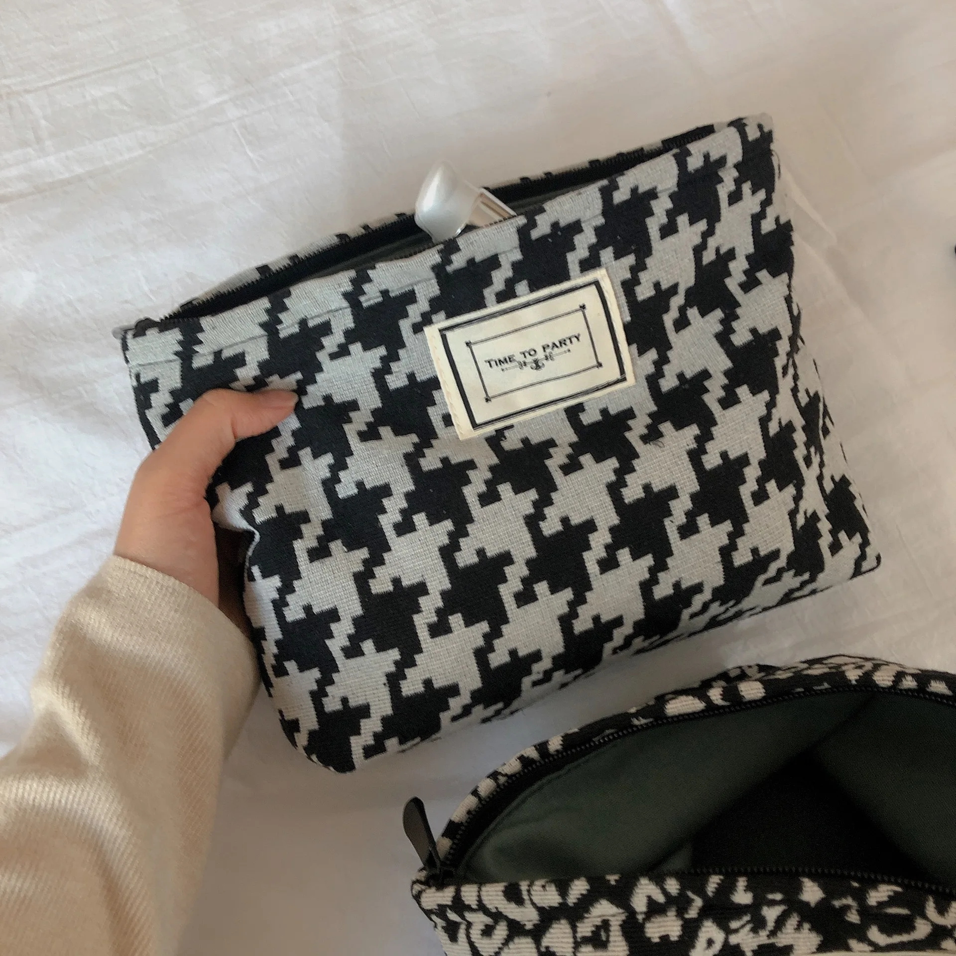 Большая женская сумка для макияжа с леопардовым принтом косметическая парусина