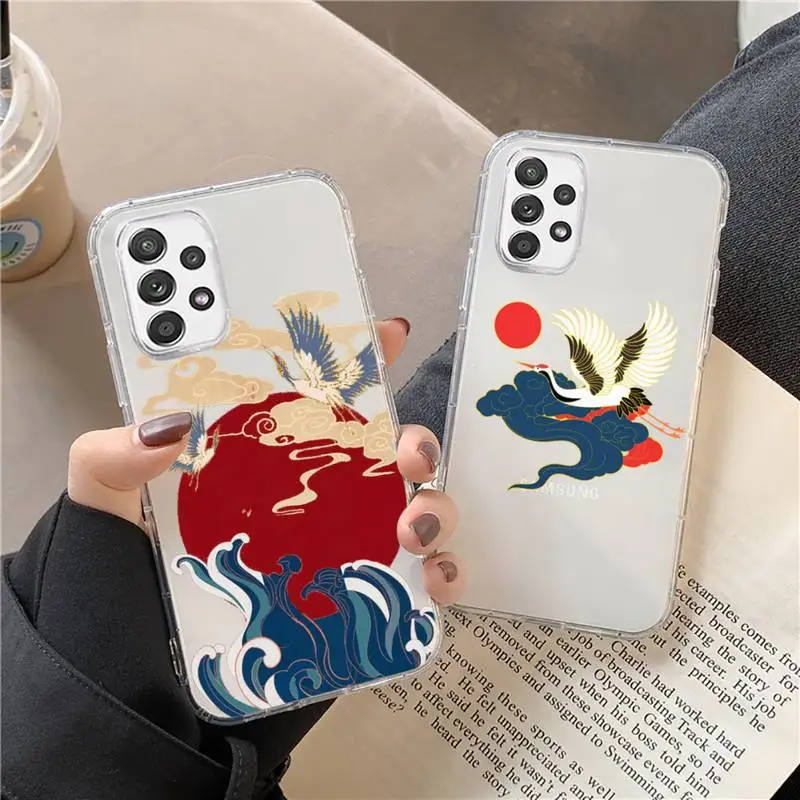 

Crane and Koi Chinese style Phone Case Transparent For Huawei P20 P30 P40 honor mate 8X 9X 10i Pro Lite