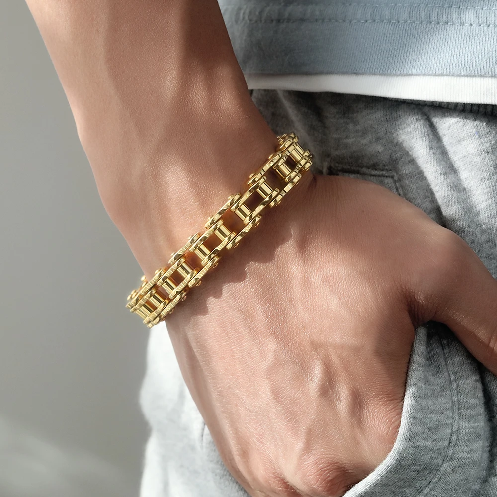 Панк браслет цепочка из нержавеющей стали для велосипеда и мотоцикла мужские