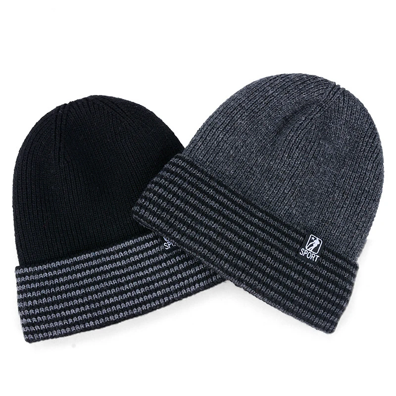 Зимняя вязаная шерстяная шапка с капюшоном для мужчин среднего и пожилого