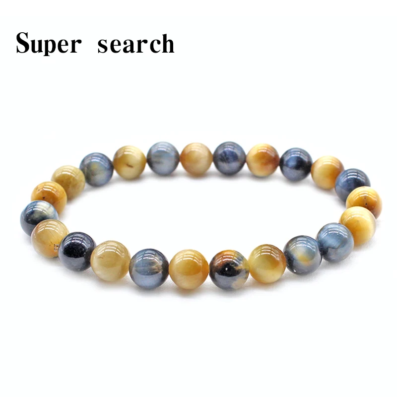 4mm 6mm 8mm 10mmHigh Quality Blue yellow Tiger Eye Buddha Bracelets Natural Stone Round Beads Elasticity Rope Men Women Bracelet