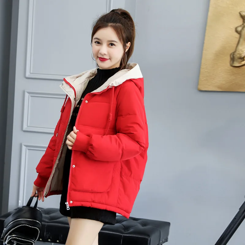 

Winter Coat Women 2020 Fashion Winter Jacket Women Cotton padded Hooded Solid Female Jacket Coat M205