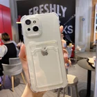 Прозрачный противоударный чехол ASTUBIA для iPhone 13 11 Pro Max Mini XS XR X 8 7 Plus SE 2020, тонкий прозрачный чехол с держателем для карт