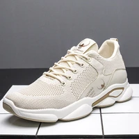mens breathable sneakers with air cushion casual elastic mesh lace up light sports shoes for running new heydima