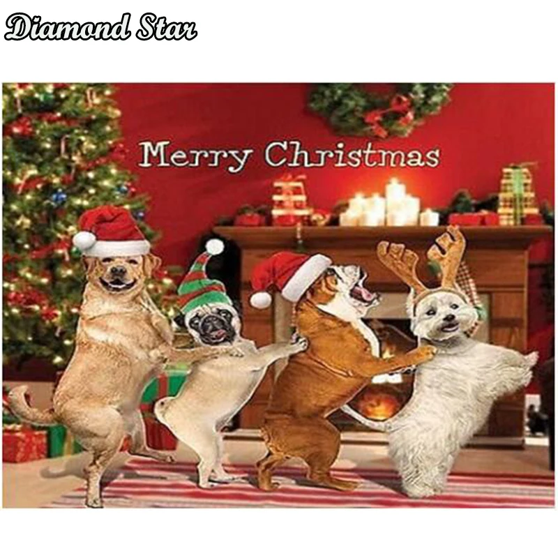 

NEW Diamond Painting Christmas Santa Claus DOG 5D DIY Full Square Diamond Mosaic Gift Home Decortion Diamond Embroidery Snow