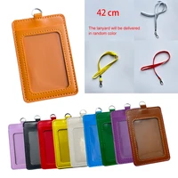 new pu leather card case holder credit card badge protector for business school pass metro id card holder 1 pcs