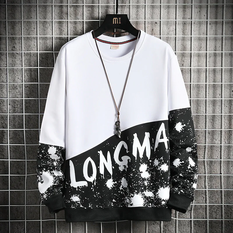

Men round neck pullover casual sweatershirt spring/autumn fashion printing long-sleeved sweatshirt men all-match bottoming shirt