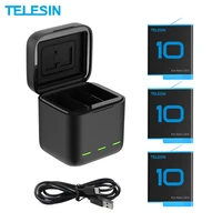 telesin 1750mah li ion batteries for gopro hero 10 9 black battery charger with tf card storage fast charging camera accessories