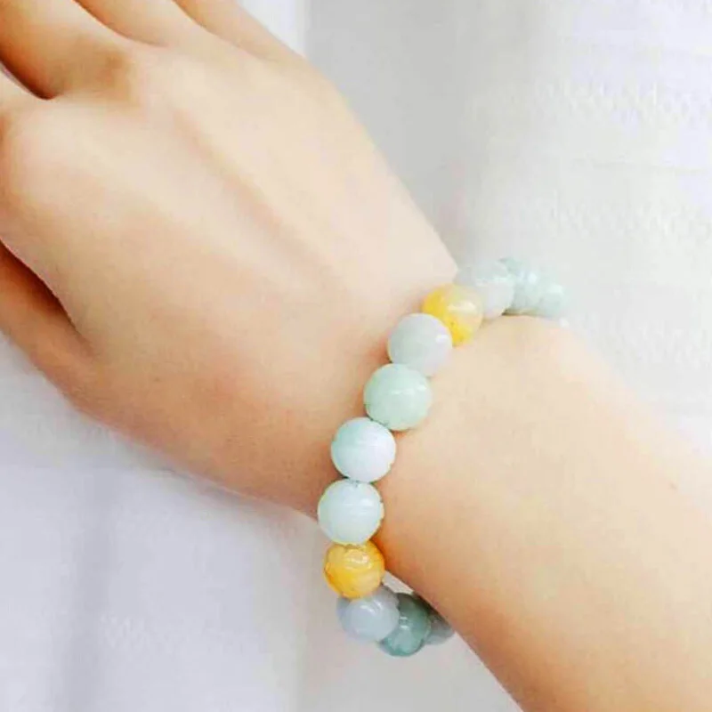 Браслет из нефритовых камней жадеит Изумрудный Лотос бусины шарм ювелирные