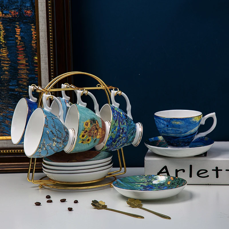 Ван Гога Европейский костяной фарфор чашка Чай кофейная и блюдце | Дом сад