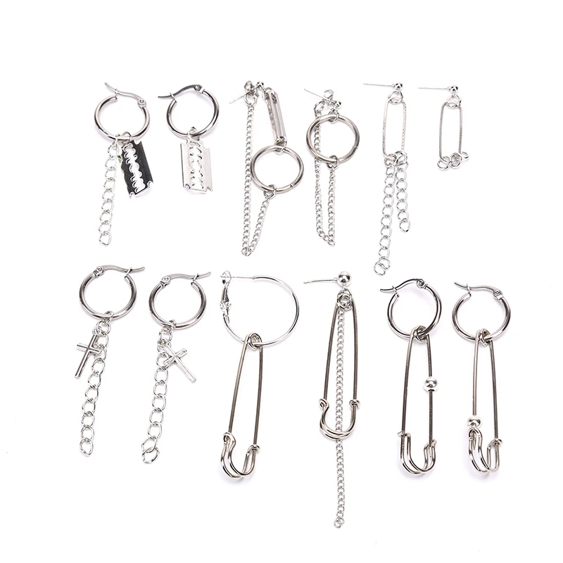 Модные мужские металлические ретро панк крест Шпильки бритвы серьги подвески