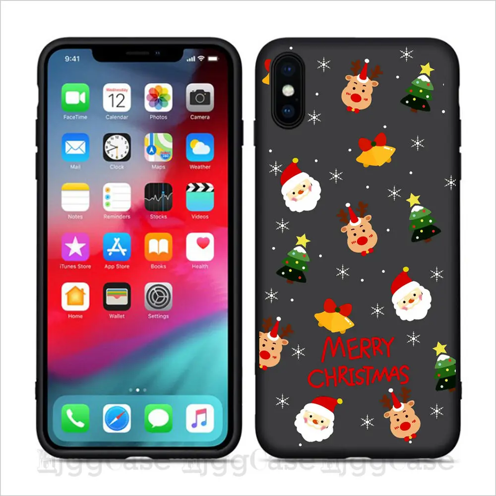 Рождественский чехол для телефона iPhone 7 8 Plus мягкий силиконовый с мультяшным