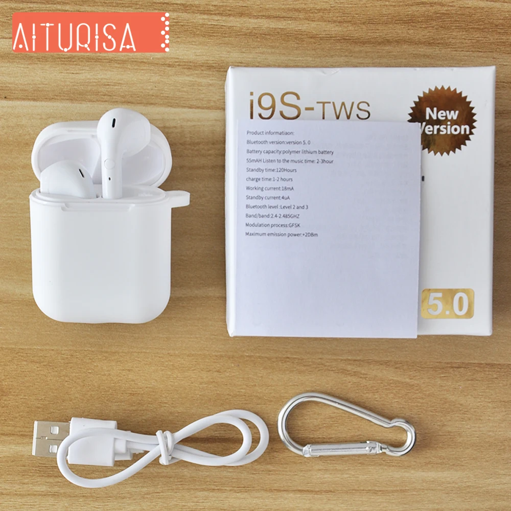 Наушники i9s Tws Bluetooth 5,0, беспроводные наушники, стерео наушники, объемный 3D звук с микрофоном, зарядная коробка для всех смартфонов
