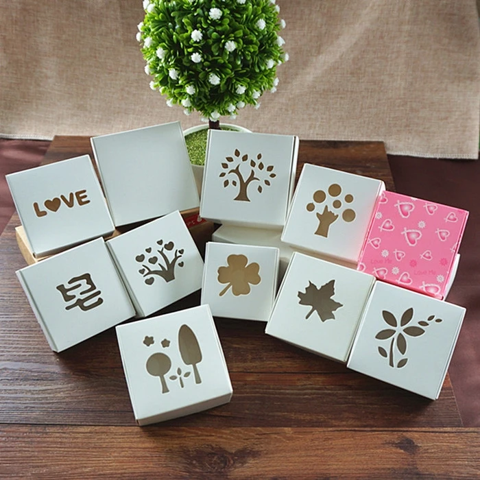 

White Paper Hollow Box Handmade Soap Wedding Favor Jewel Gift Candy Accessories Packaging Window Boxes