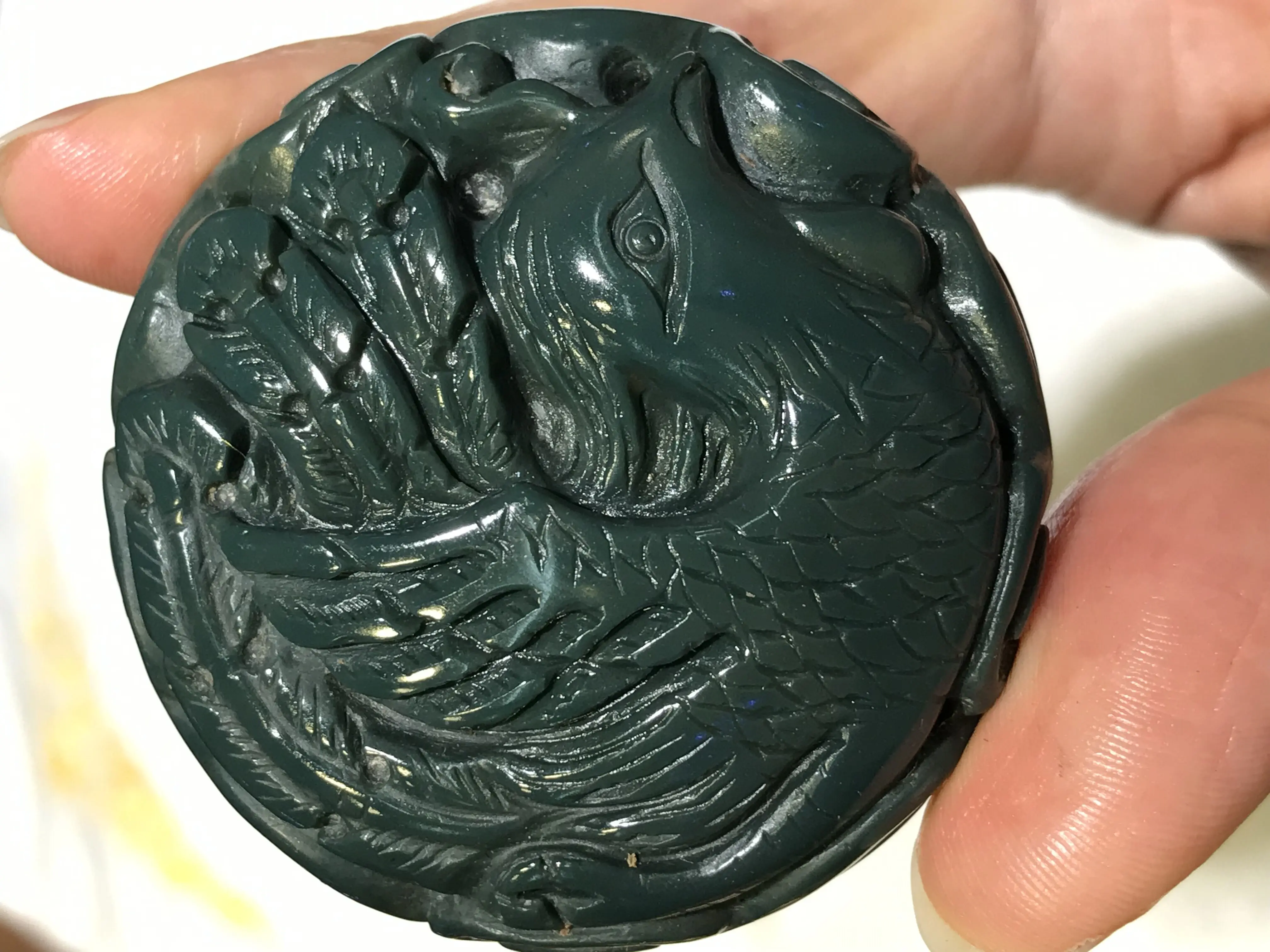 Большой Талисман с сокровищами Magic Power Gobi Jade Dragon & Тотем Феникса резьба Подвеска