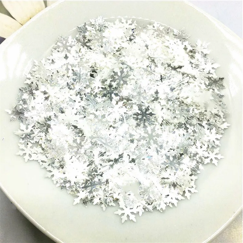 Silver 8g Ультра-Тонкий блестящий большой Снежинка блестки 8 мм лазер 3D ногтей голографические блестки PET свободные блестки DIY Дизайн ногтей украшения 8 г - Цвет: Silver 8g