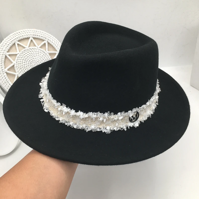 Шерстяная войлочная новая Кепка с сердечками шляпа Джокер черная джазовая mo han