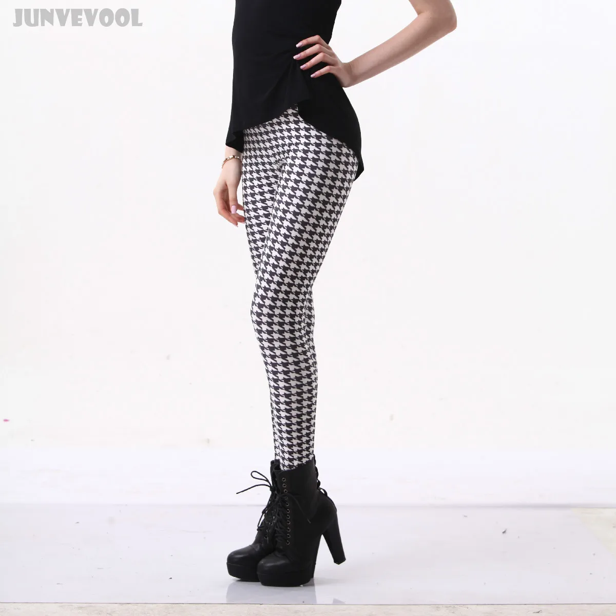 Леггинсы женские леггинсы брюки черно белые в сетку с принтом кота лоскутные