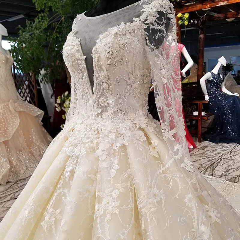 LS68880 свадебное платье с рукавами2018 новый дизайн 3D цветы оригинальные 100% реальные