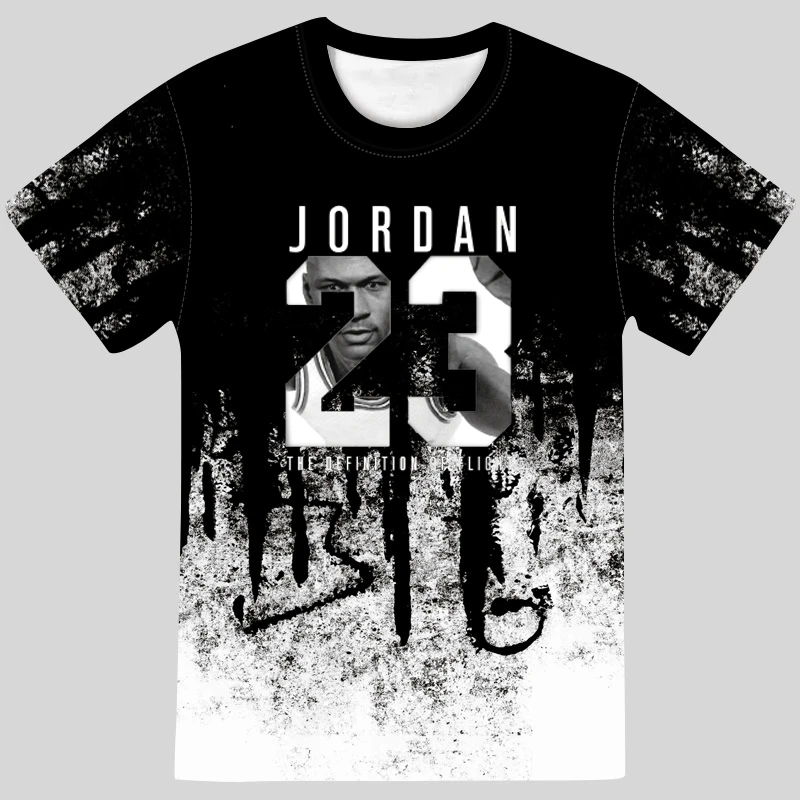 2021 Summer Men's New 3dt Shirt Basketball God No. 23 Trapeze Fashion Casual Loose Sports Round Neck Short Sleeve oversiz