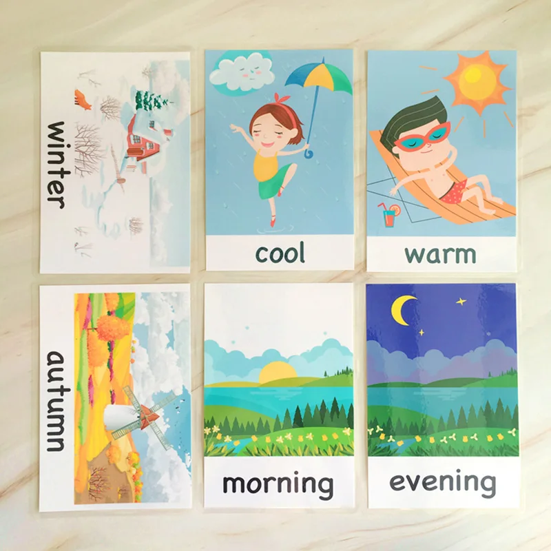 Обучающие карточки по английскому языку для детей 12 шт. образовательная карточка