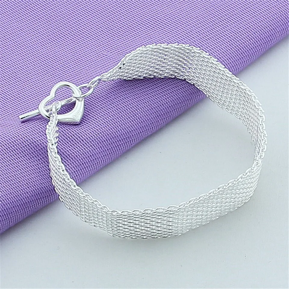 

New Fashion 925 Silver Plated Heart/Letter O Buckle Bracelet For Women Wedding Fashion Jewelry