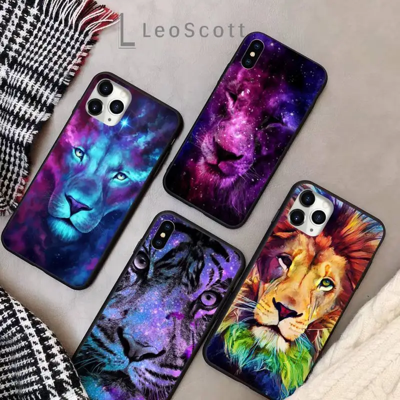 

Cool Animal Lion Phone Case for iPhone 11 12 pro XS MAX 8 7 6 6S Plus X 5S SE 2020 XR Soft silicone cover funda shell
