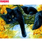 5D алмазная живопись сделай сам, кошка на дереве, вышивка крестиком, животное, полный комплект, картина стразы, мозаика, Декор для дома
