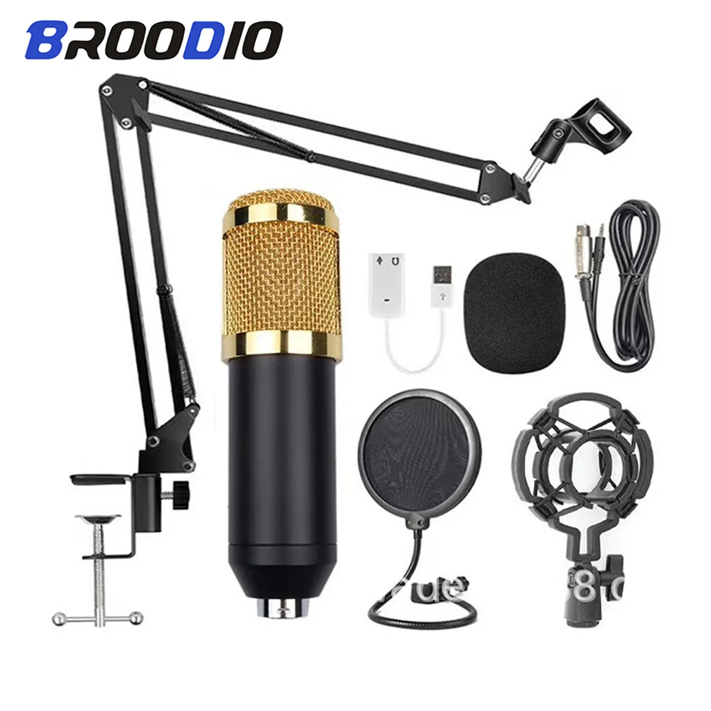 

Mic Bm 800 Microphone Studio Recording Kits bm800 for Computer Studio Recording Karaoke mic Sound Card for PC bm-800 Mic Stand