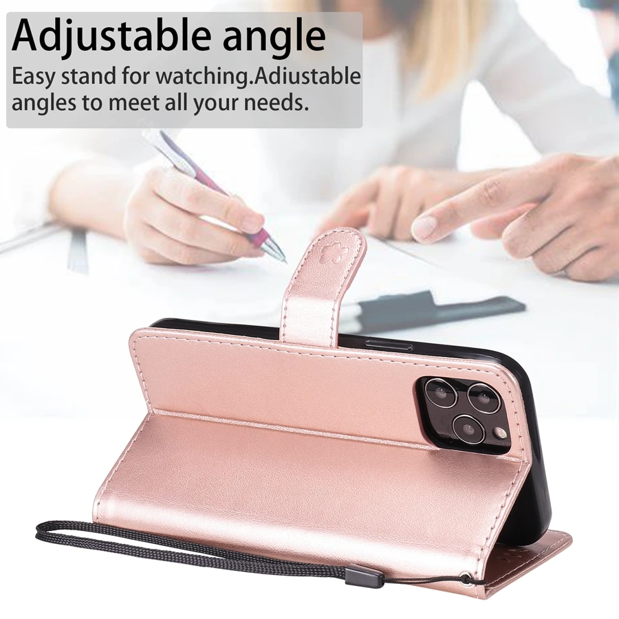 Кожаный модный чехол-кошелек Cat and Bee для iPhone 13 Pro Max 13Mini 12 11 SE2020 X XS XR 8/7/6S Plus 5S