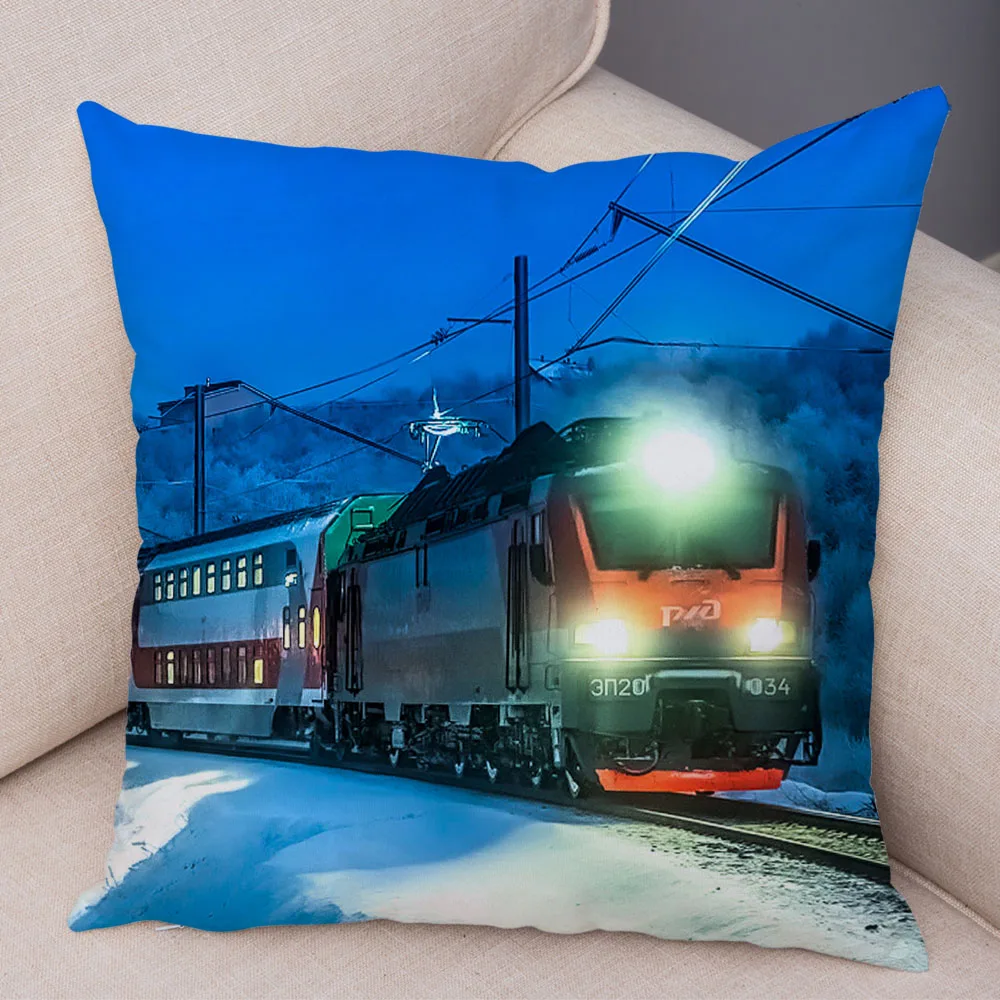 

Чехол для подушки BANXIAO винтажный паровой поезд 45x45 см