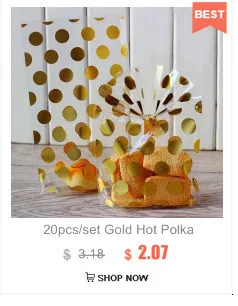 20 шт./компл. Золотая фольга горячего горошек печенья посылка Подарочный пакет конфеты мешок Одежда для свадьбы, дня рождения Transparen целлофановый пакет подарок