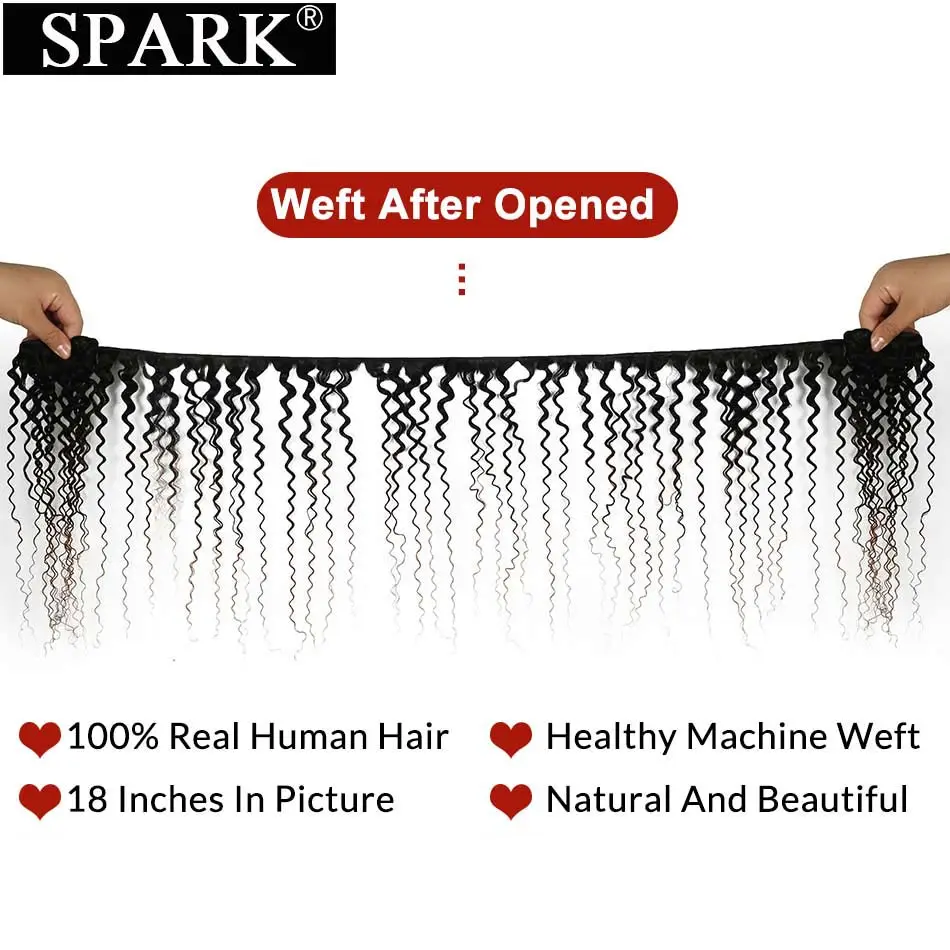 Ombre SPARK бразильские натуральные кудрявые пучки волос с закрытием афро кудрявые волосы с закрытием Remy человеческие волосы для наращивания черный