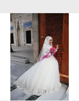 vestido de noiva new design muslim wedding hijab long sleeve lace arabic gowns long robe de mariage mother of the bride dresses