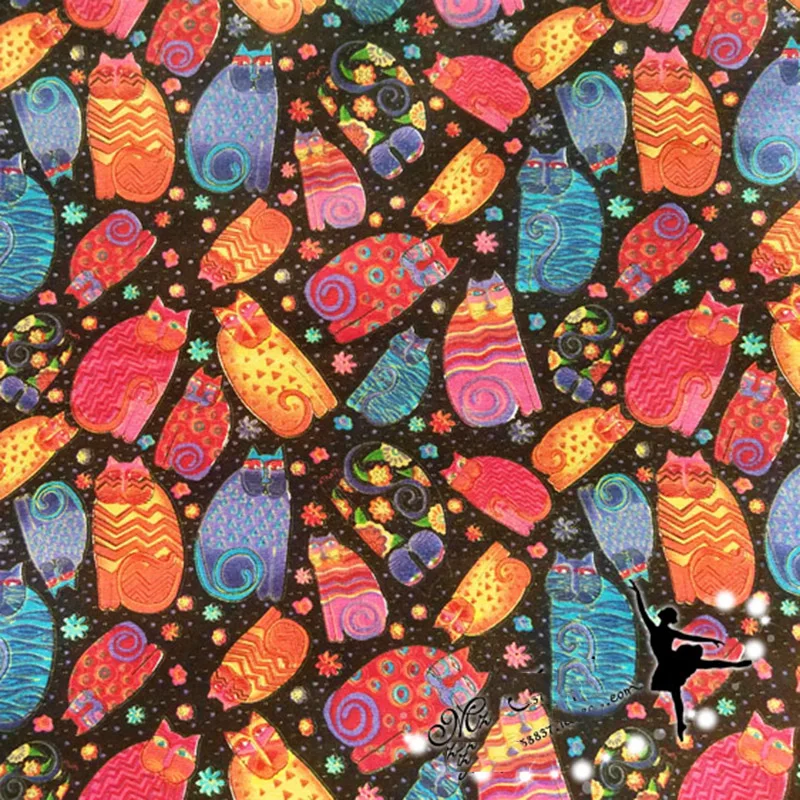 150 см Ширина с рисунком кошки из мультфильма хлопковых тканей для рукоделия DIY