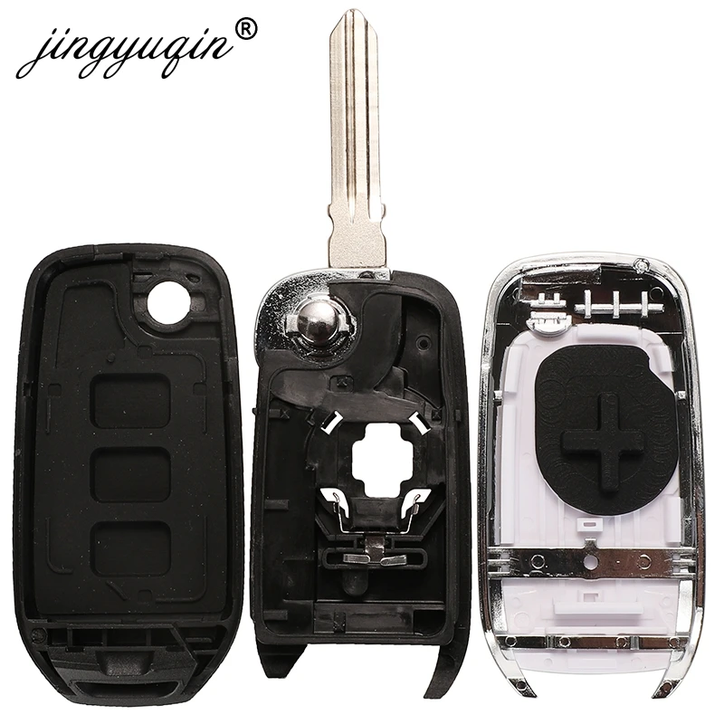 jingyuqing Car Flip Key Case For Renault Kadjar Captur Symbol Kaptur Megane Logan 2013- 2018 3BTN Key Remote Fob Shell Housing images - 6