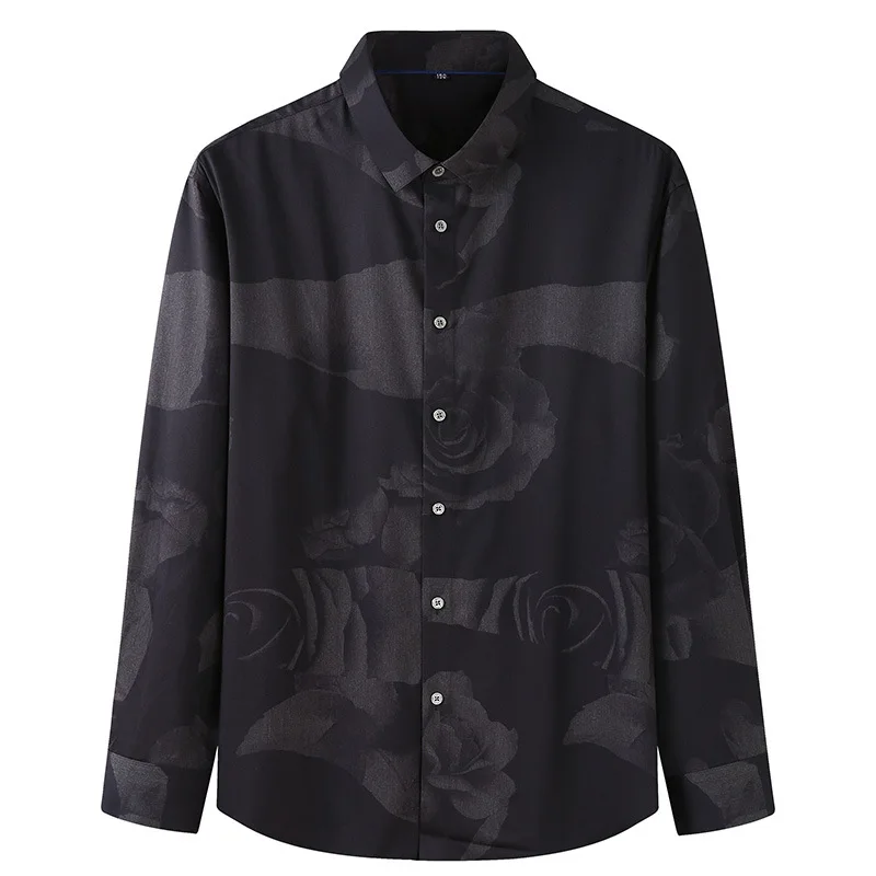 

Autumn 2020 new young men's fattening plus size fashion leisure printing long sleeve shirt men's fat shirt