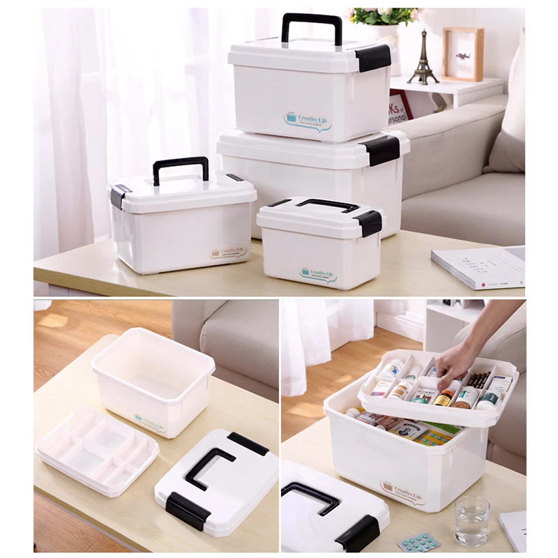 

2020 Portable First Aid Kit Plastic Box Multi-Functional Cabinet Family Emergency Kit Box ED889