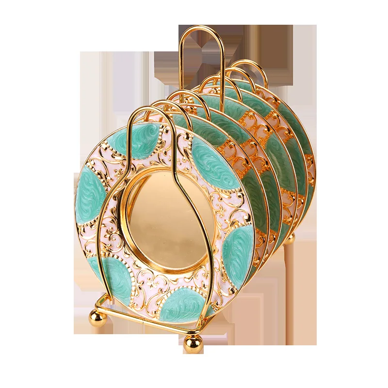 Изысканный набор лотков для торта сушилка посуды 6 в 1 Золотые/синие подставки