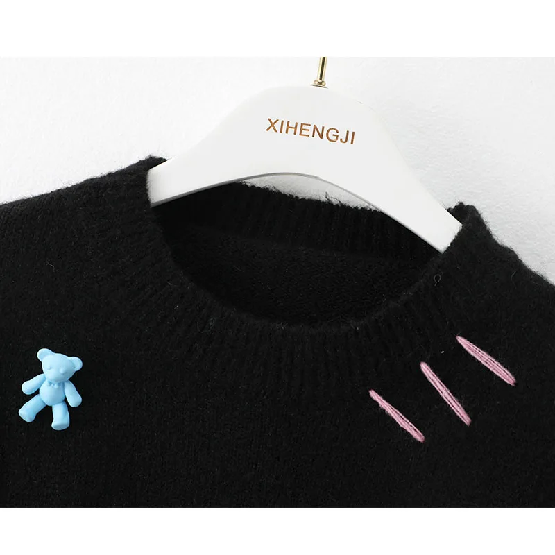 Женский винтажный вязаный свитер пуловеры милая Повседневная зимняя уличная