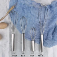 681012inch stainless steel egg whisk kitchen wire balloon whisk milk egg beater manual cream butter mixing mixer tools