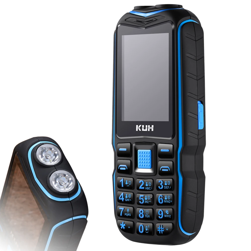 KUH robusto teléfono mvovil al aire libre Larga modo de reposo banco Energy vibracion Bluetooth doble linterna a prueba go|Смартфоны| |