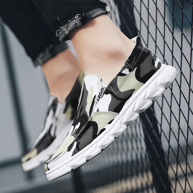 Мужские парусиновые кроссовки без шнуровки синие удобные лоферы повседневная