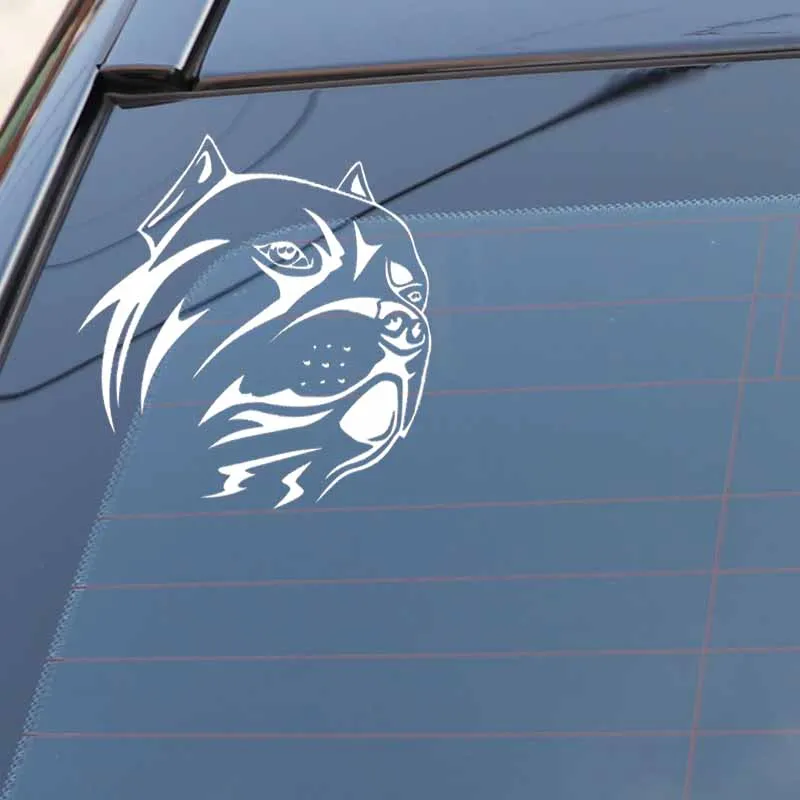 YJZT 14.4X14.9CM Наклейка на автомобиль Собака Питбуль Животное Охранник Друг Ошейник Фреска Виниловая наклейка Черный/Серебряный C24-1243 нан.