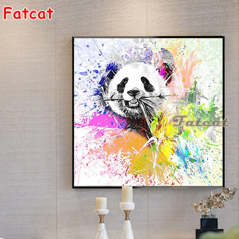 

Full Square round Diamond Painting Panda Wall Sticker Diamond Mosaic Colorful Animal Embroidery Cross Stitch Home Decor PP3249