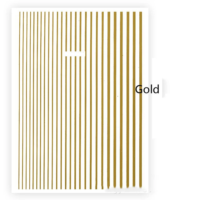 gold 3D металлическая Волнистая Полоса многоразмерные линии наклейки для ногтей s гибкие полосы, 5 цветов Гибкая золотая полоса хромированная Лента 3d наклейки для ногтей - Цвет: gold