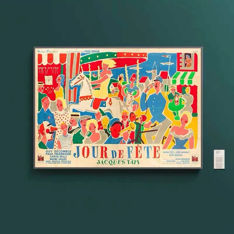 Постер в стиле ретро с изображением празднования Дня Жака Тато настенное