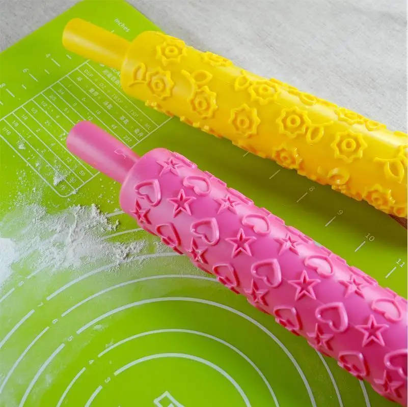 

Sugar Embossing Rolling Pin DIY Baking Tool Mould Sugar Skin Knurling Stick Printing Rod